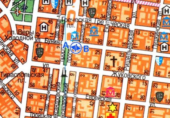 Схема рекламної площини за адресою Бунина ул. - Александровский пр-т 1 А