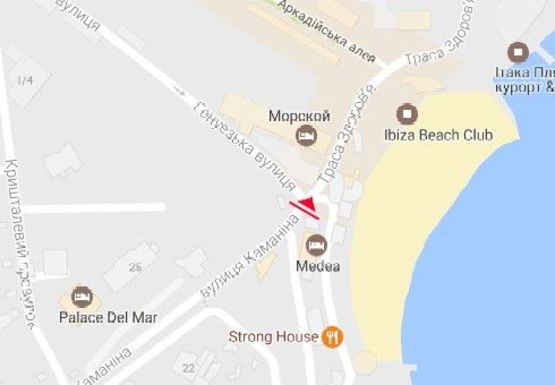 Схема рекламной плоскости по адресу Центральная аллея пляжа "Аркадия" (схема №32)