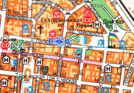 Схема рекламной плоскости по адресу Ланжероновская ул., 24 - Екатерининская ул., 12 А