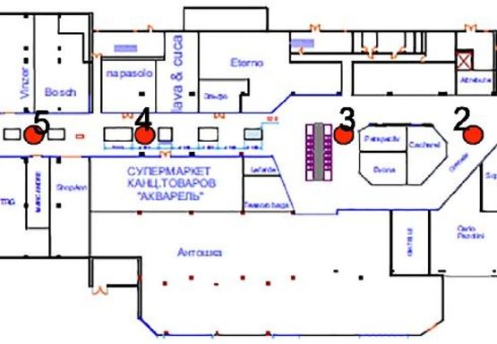 Схема рекламної площини за адресою ТЦ Fontan Sky холл №3А2