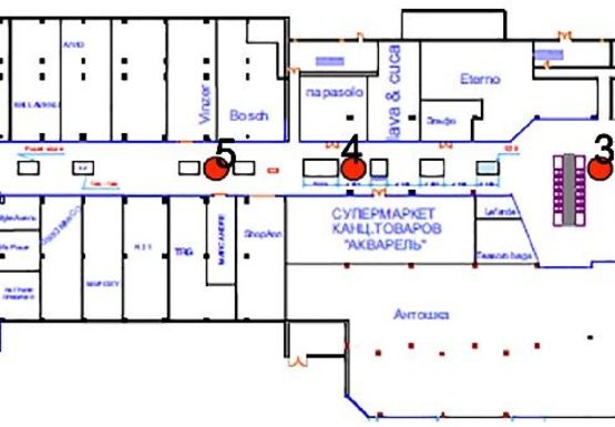 Схема рекламной плоскости по адресу ТЦ Fontan Sky холл №4А1