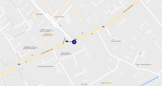 Схема рекламной плоскости по адресу ул. Шевченко х ул. Рокоссовского призма (грань 1)