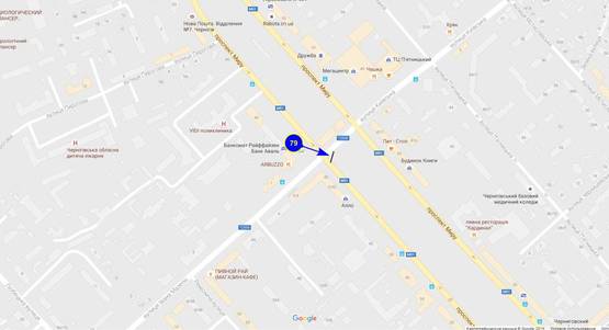 Схема рекламної площини за адресою просп. Мира х ул. Щорса призма 3х4 (грань 1)