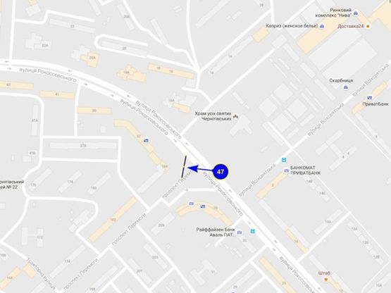 Схема рекламної площини за адресою ул. Рокоссовского х просп.Победы призма (грань 1)