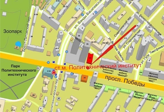 Схема рекламної площини за адресою Пр.Победы,24-26 (А) ст.м.КПИ-из центра-призма пл.2