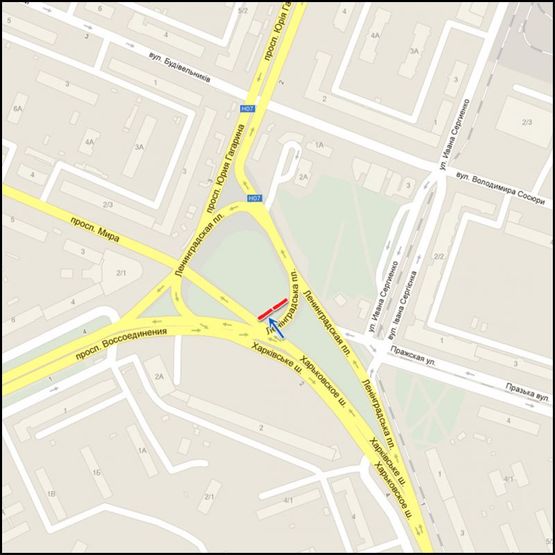 Схема рекламної площини за адресою (231446) Ленинградская площадь, в центр Схема рекламної площини за адресою (231446) Ленинградская площадь, в центр