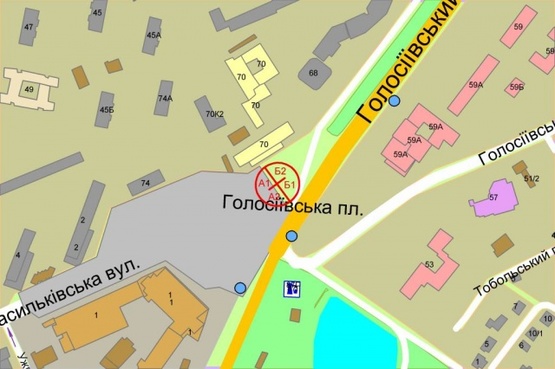 Схема рекламної площини за адресою Голосеевская площадь (разделитель) по ходу в центр