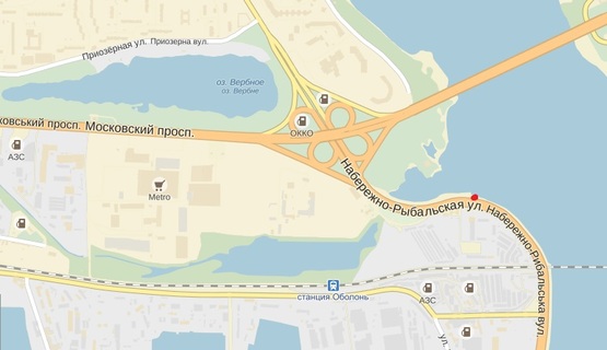 Схема рекламної площини за адресою Набережно- Рыбальская перед рестораном "Мандарин" в направлении Московского пр-т.