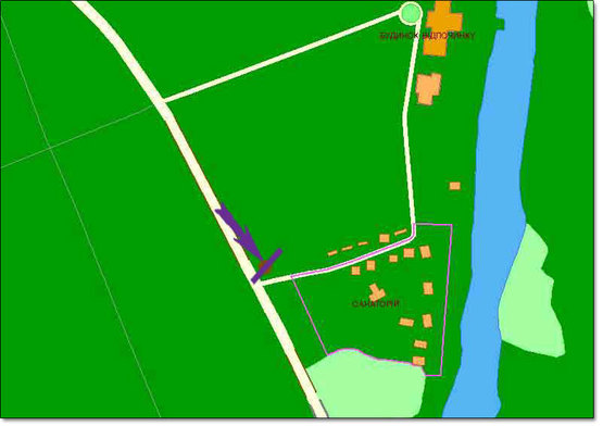 Схема рекламної площини за адресою Столичное шоссе/санаторий  "Жовтень"   напр.выезд из города Схема рекламної площини за адресою Столичное шоссе/санаторий  "Жовтень"   напр.выезд из города