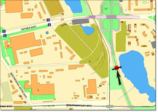 Схема рекламної площини за адресою ул.Богатырская направление Вышгорода (АЗС "Кло") Схема рекламної площини за адресою ул.Богатырская направление Вышгорода (АЗС "Кло")