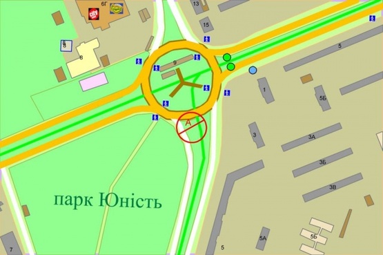 Схема рекламной плоскости по адресу Леся Курбаса проспект (50-лет Октября) / Картвелишвили ул.