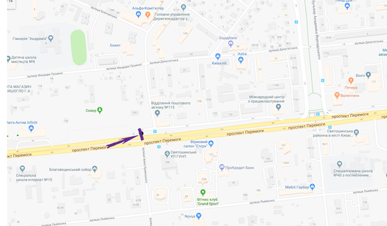 Схема рекламної площини за адресою пр. Победы, 130, направление в центр