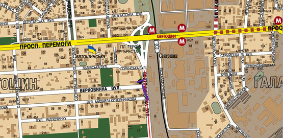 Схема рекламної площини за адресою вул. Святошинська,6 \ вул. Верховинна, на світлофорі Схема рекламної площини за адресою вул. Святошинська,6 \ вул. Верховинна, на світлофорі
