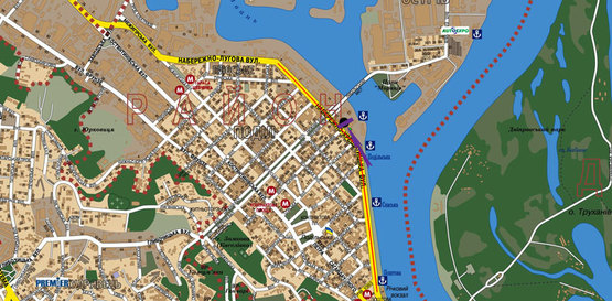 Схема рекламної площини за адресою вул. Набережно-Хрещатицька,10, напрямок із центру