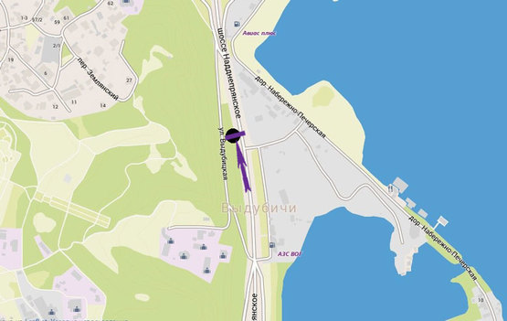 Схема рекламної площини за адресою Наддніпрянське шосе, 140 м до мосту Патона, напрямок в центр