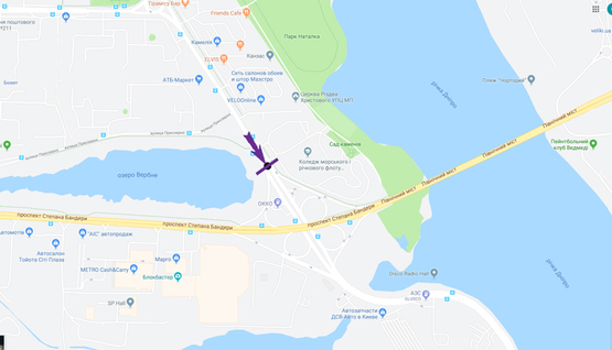 Схема рекламної площини за адресою вул. Героїв Сталінграда, 2, напрямок на пр. С. Бандери