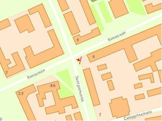 Схема рекламной плоскости по адресу Zt 033-3 вул. Київська,6/вул.Театральна А3