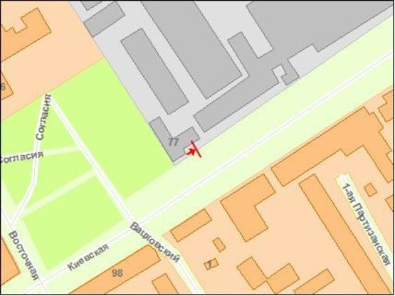 Схема рекламной плоскости по адресу Zt 109-2 вул.Київська,77 ТЦ"Ярмарок"Б2