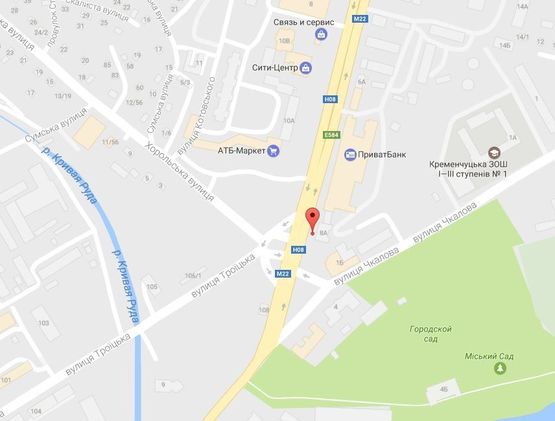 Схема рекламної площини за адресою просп. Свободы, 8а (ул.60л.Октября), перекр. с ул. Троицкой (Красина) и ул. Хорольской, район супермаркета «АТБ» и Электростанции