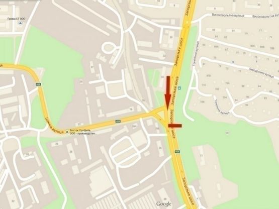 Схема рекламной плоскости по адресу Запорізьке шосе- вул. Шинна, бек-лайт 8х4/Запорожское шоссе - ул. Шинная, бэк-лайт 8х4