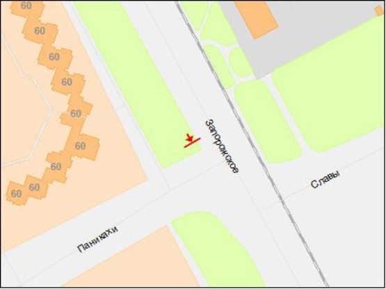 Схема рекламной плоскости по адресу Запорізьке шосе - 
вул.Панікахи/Запорожское шоссе - ул.Паникахи, бэк-лайт 8х4