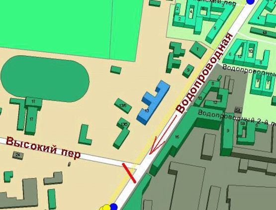 Схема рекламной плоскости по адресу ул. Водопроводная - пер. Высокий (Призма)