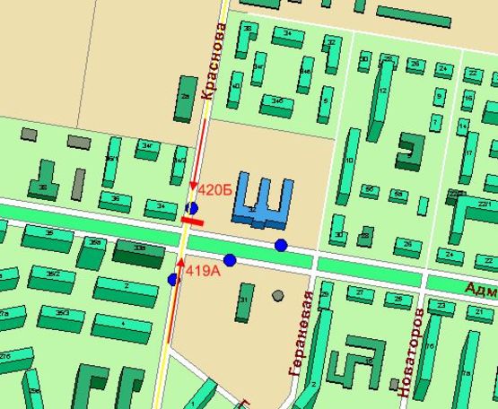Схема рекламной плоскости по адресу ул. Краснова - пр-кт Адмиральский (школа) (Призма)