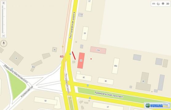 Схема рекламной плоскости по адресу Люстдорфская дорога, 23 (1 станция - маг. Монарх (Призма правая)