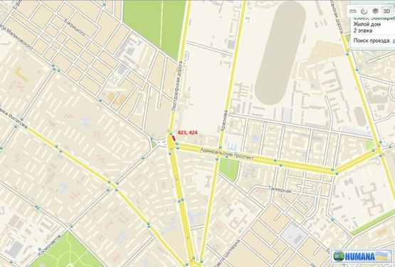 Схема рекламної площини за адресою Люстдорфская дорога, 23 (1 станция - маг. Монарх (Призма левая)