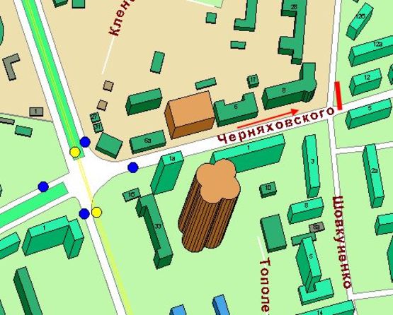 Схема рекламної площини за адресою ул. Черняховского - ул. Говорова 4х7 (Призма)