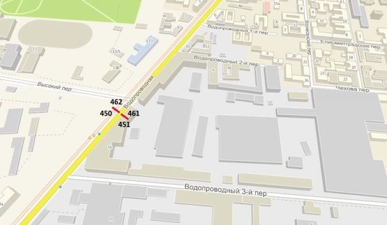 Схема рекламной плоскости по адресу ул. Водопроводная - пер. Высокий (в город левый призма)