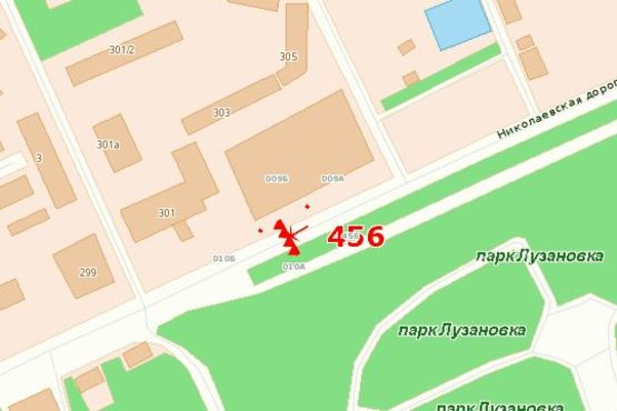 Схема рекламной плоскости по адресу Николаевская дорога, 303 (в місто права Призма)