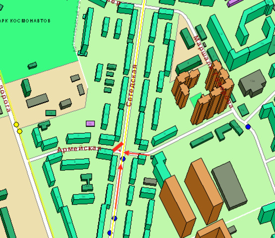 Схема рекламної площини за адресою ул. Сегедская - ул. Армейская (Призма)