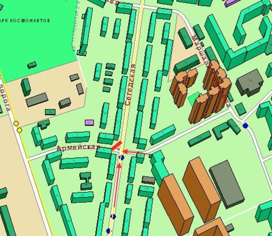 Схема рекламной плоскости по адресу ул. Сегедская - ул. Армейская (Призма)