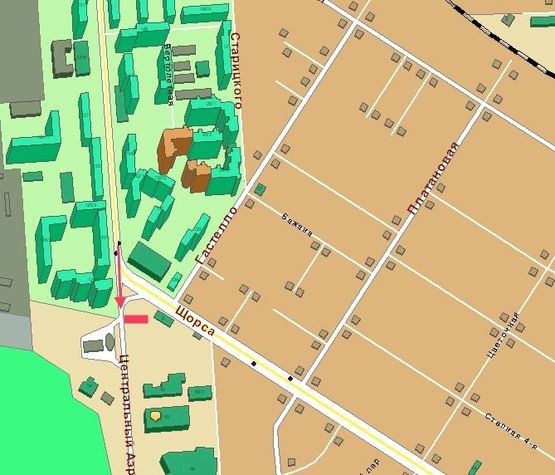 Схема рекламной плоскости по адресу ул. Гастелло - ул. Щорса, 125/4 (напротив) (Призма)