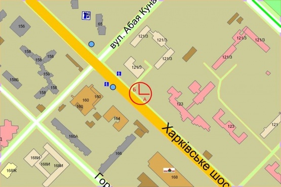 Схема рекламной плоскости по адресу Харьковское шоссе,121/3