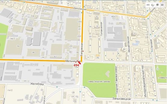 Схема рекламной плоскости по адресу ул. Балковская, 126 А - ул. Мельницкая (Призма)