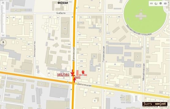 Схема рекламной плоскости по адресу ул. Балковская, 181 (на разд. полосе) - ул. Дальницкая ( к ФОЗЗИ) (Призма)