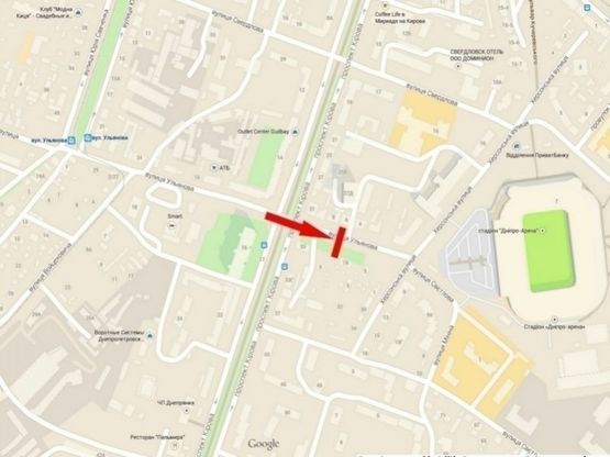 Схема рекламної площини за адресою вул. Ульянова - стадіон "Днепр - Арена" Схема рекламної площини за адресою вул. Ульянова - стадіон "Днепр - Арена"