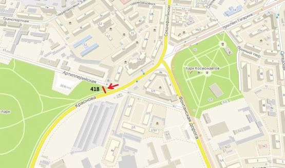 Схема рекламної площини за адресою ул. Краснова - ул. Артиллерийская (Артиллерийский парк) (Призма левая)