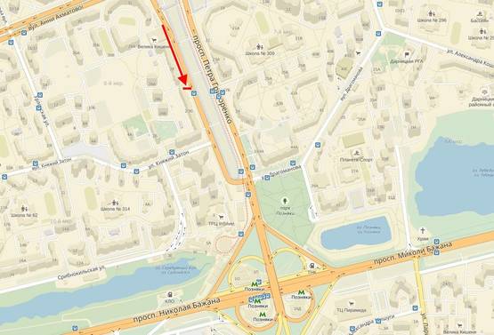 Схема рекламної площини за адресою Григоренка пр., 30