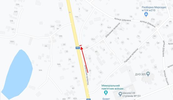 Схема рекламної площини за адресою Столичне шосе, 25 у напрямку центру