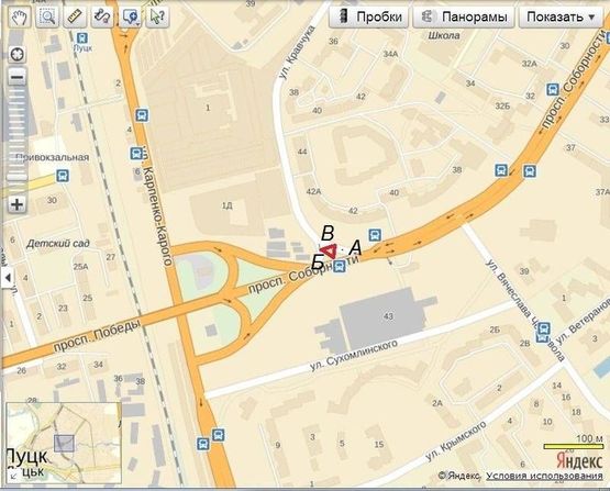 Схема рекламной плоскости по адресу кільце Соборності - Кравчука (навпроти Там-таму)