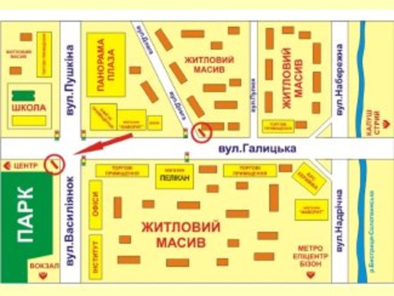 Схема рекламной плоскости по адресу Галицька -Василіянок перехрестя