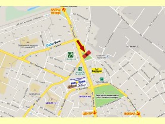 Схема рекламной плоскости по адресу Галицька - Довга перехрестя (Княгинин)                 освітлення