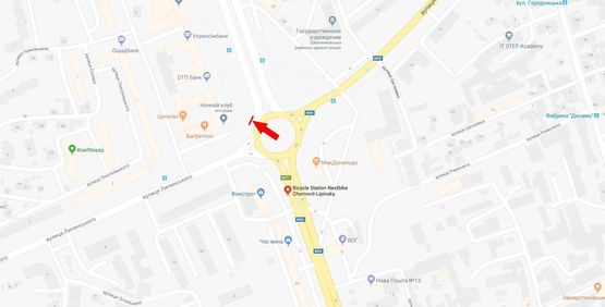 Схема рекламной плоскости по адресу пр Чорновола-вул Липинського (McDonalds)