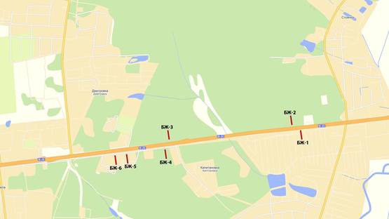 Схема рекламної площини за адресою км 24+025 (слева), направление на Киев, Трасса Киев-Чоп (Житомирская, М-06),   Стоянка-Дмитровка
