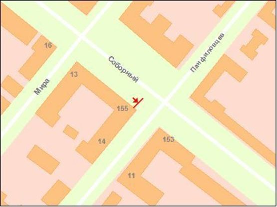 Схема рекламної площини за адресою пр.Соборний — вул.Гончаренка, ст.А