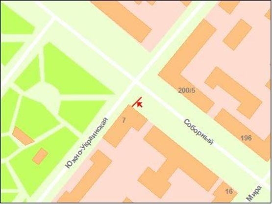 Схема рекламної площини за адресою пр.Соборний — вул.Південноукраїнська, ст.Б