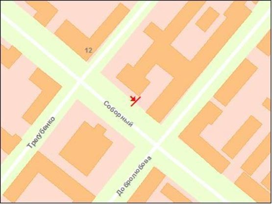 Схема рекламной плоскости по адресу пр.Соборний — вул.Добролюбова-АБВ, ст.Б